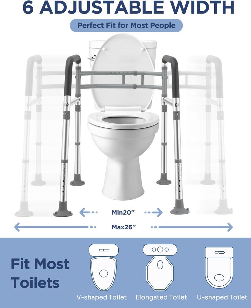Brosive Toilet Safety Rails for Seniors, Adjustable & Foldable Toilet Frame for Elderly and Disabled, Handicap Toilet Handles Fits Any Toilet (350 lb) - Image 3